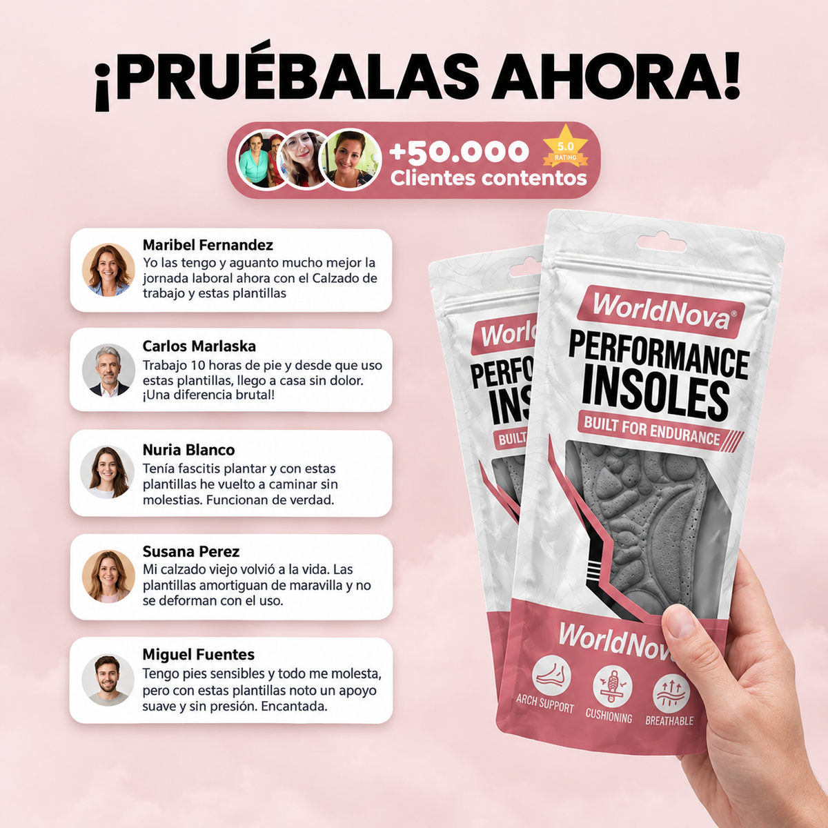 Plantillas WorldNova: Camina Todo el Día Sin Dolores ni Cansancio