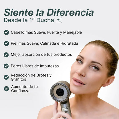 Cabezal De Ducha Con Filtro Antical y Anticloro Para Cuidar Tu Piel y Tu Cabello.